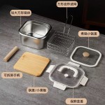 Stainless Steel Pots: Deep Fryer (with Fry Basket) + Mini Noodle Soup Pot + Portable Camping Pot + Food Storage Container